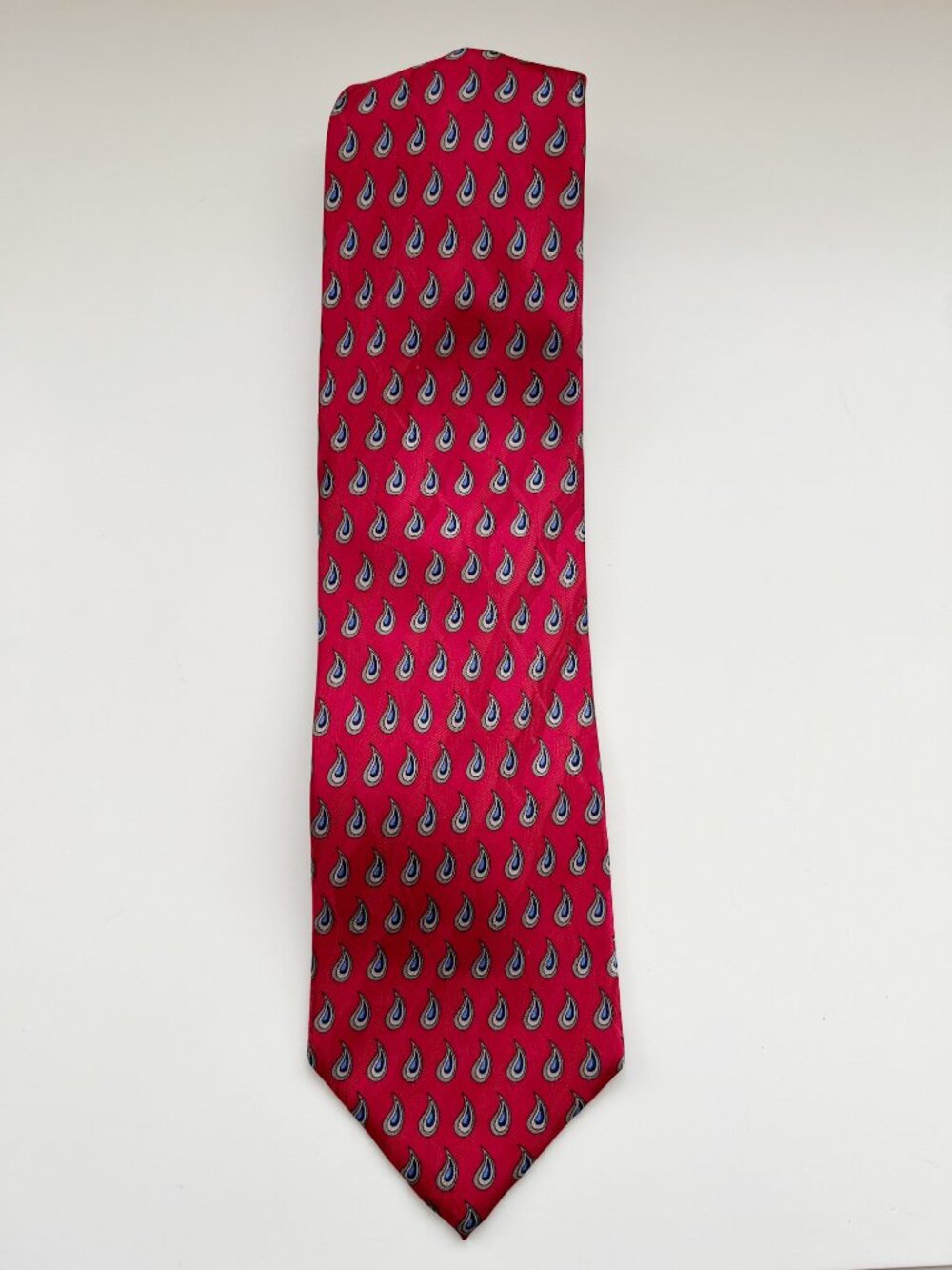J.Z. Richards Red Paisley Silk Tie boho western christmas vintage pattern retro